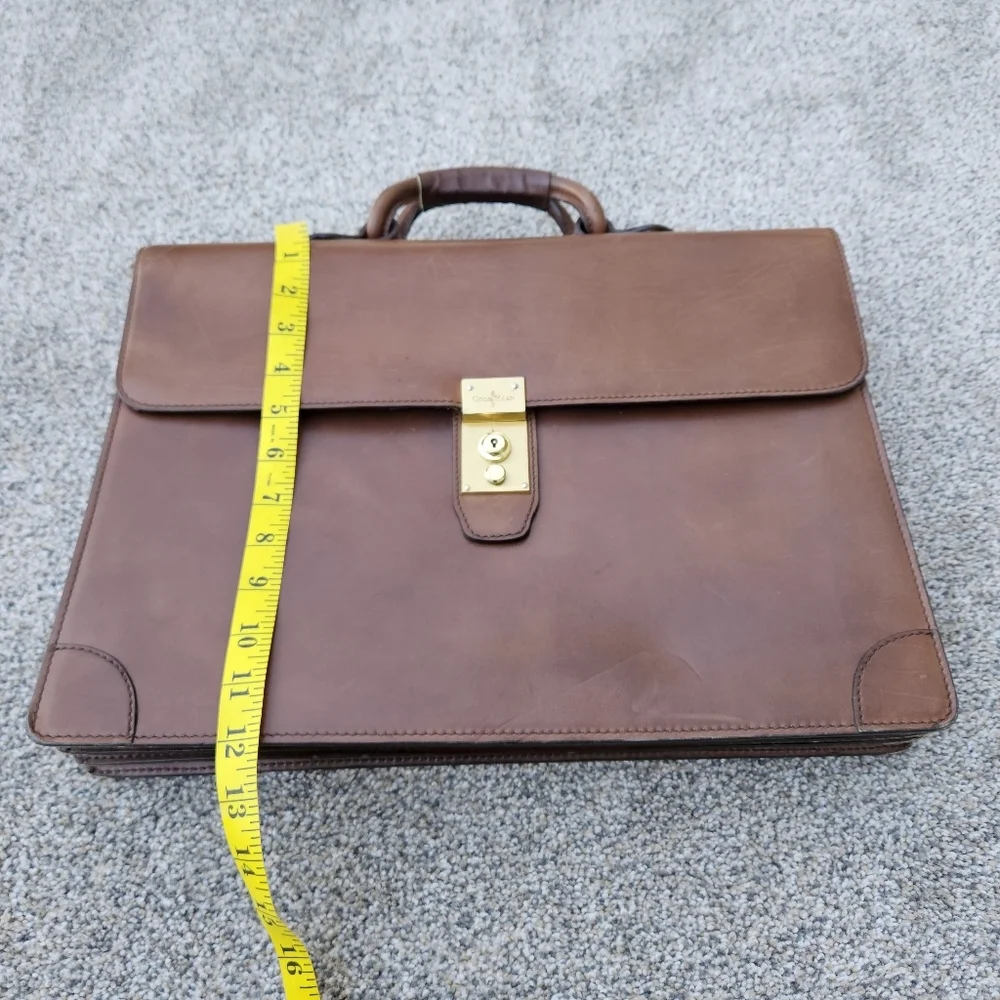 Vintage Heavy Leather COLE HAAN Executive CEO Lawyer Briefcase Brown Bag ITALY